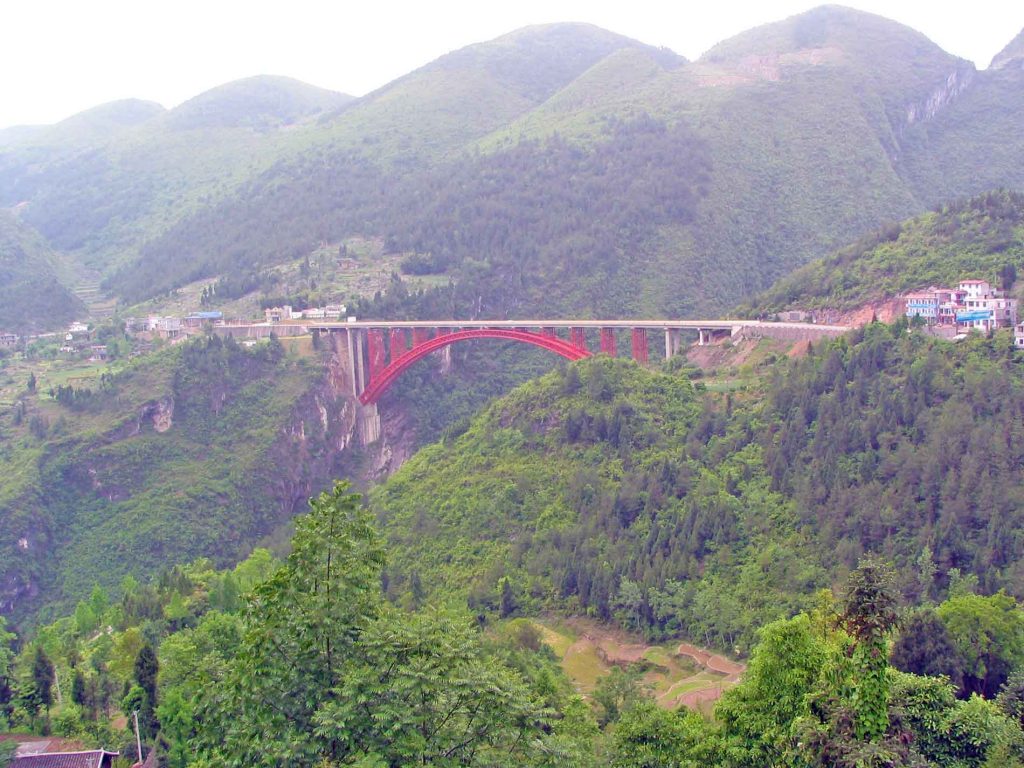 Bridge Over the Valley on the Road From Yitang To Enshi